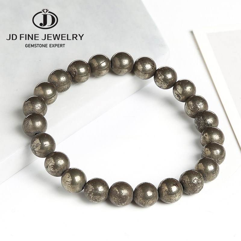 Gemstone Bracelet Healing - JD Natural Pyrite Bead Bracelets Women