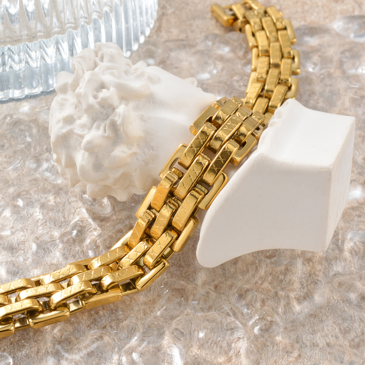 Unique Jewelry Watches - Retro Watch Band Link Bracelet Gold