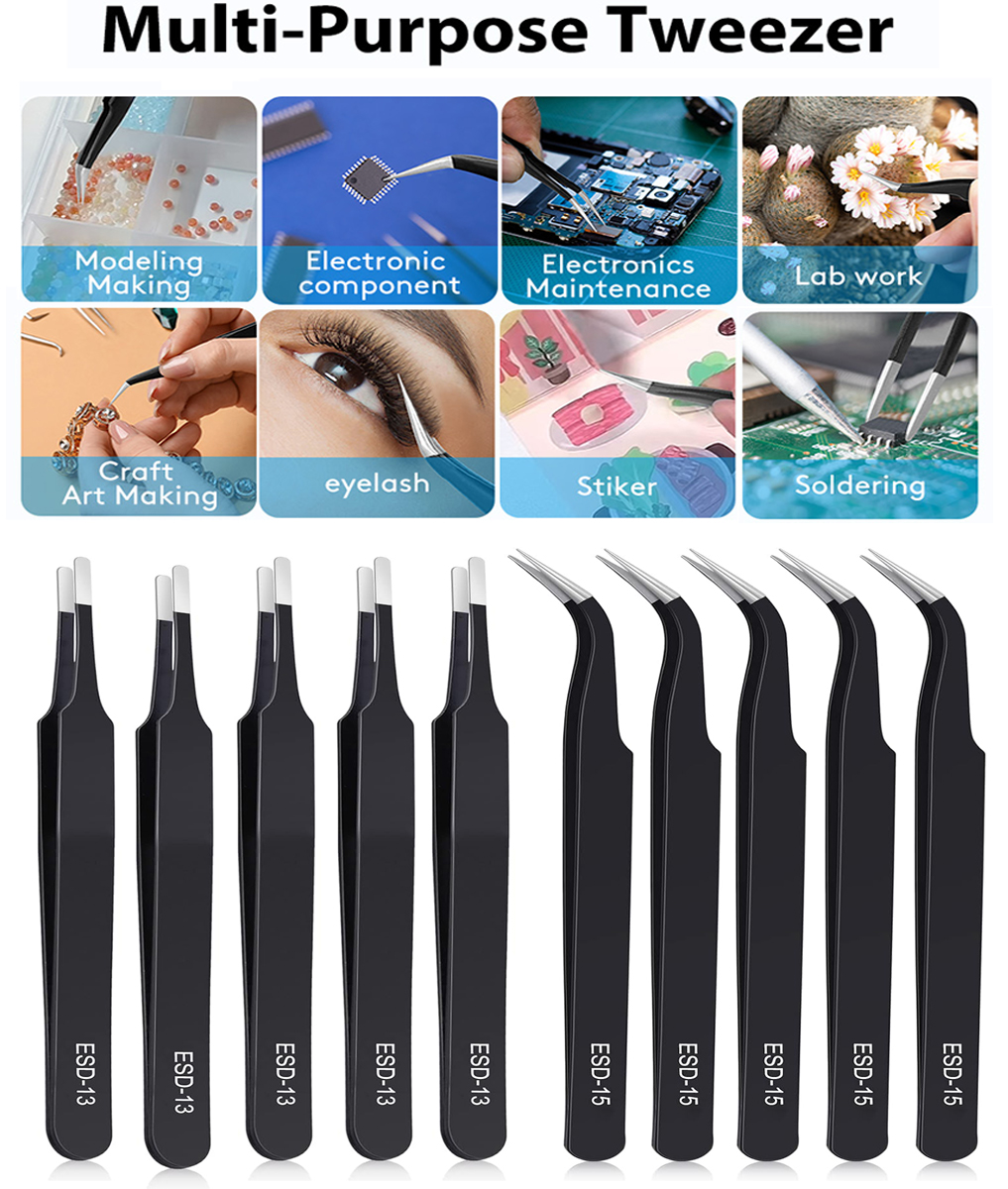 Jewelry Repair & Watches Photos - ESD Safe Anti-Static Stainless Steel Tweezers