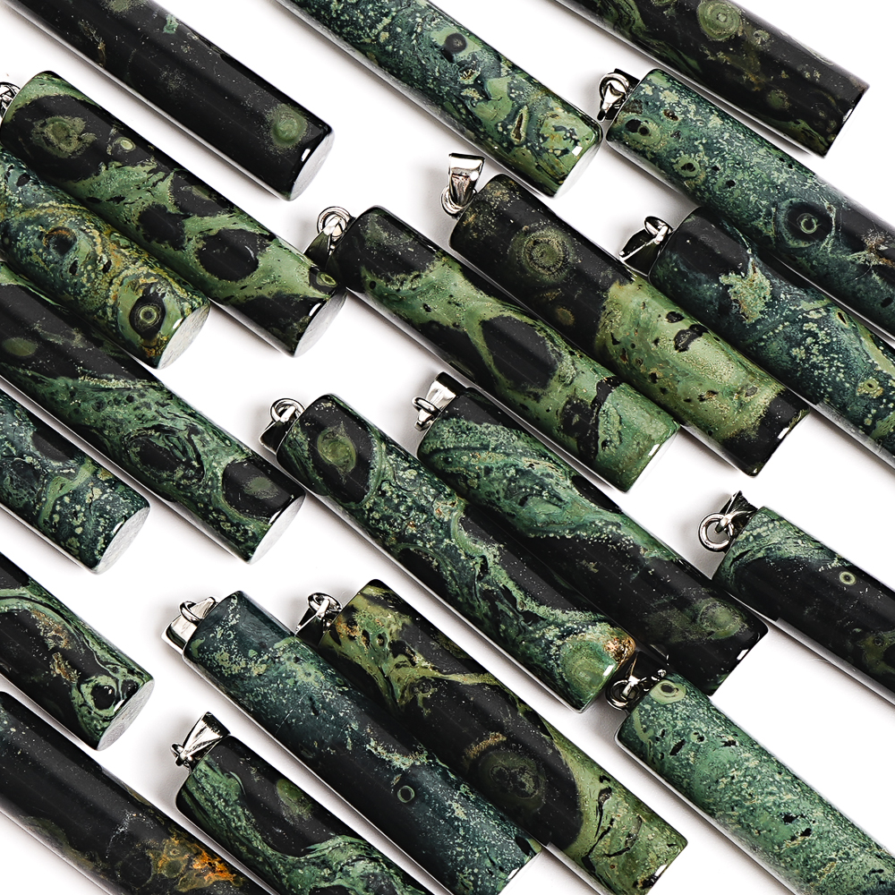 Gemstone Bracelet Healing - NATURAL GREEN GEMSTONE CYLINDRICAL PENDANT STONE
