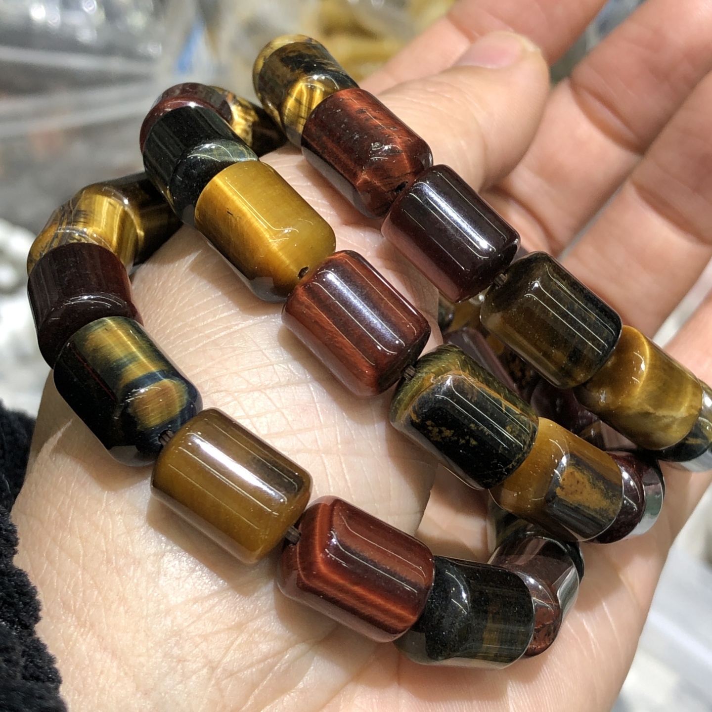1 Pc Natural Colorful Tiger Ey - đánh giá và giá Gemstone Bracelet Healing
