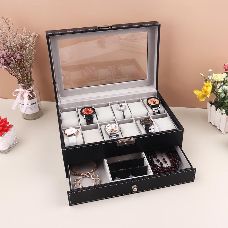 12 Grids Watch Box PU Leather  - đánh giá và giá Best Jewelry Watches