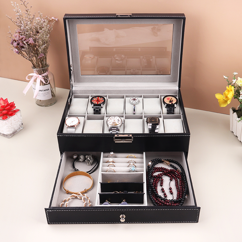 12 Grids Watch Box PU Leather  - đánh giá và giá Best Jewelry Watches