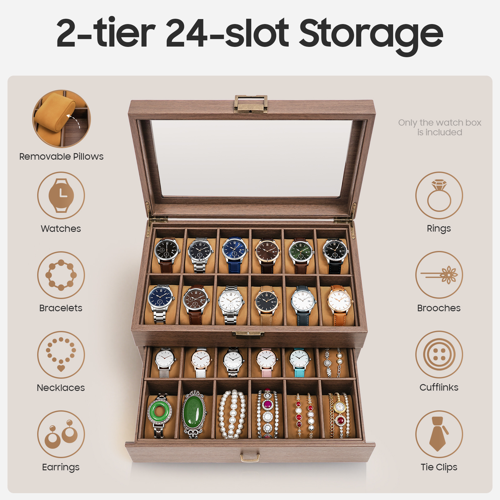 Mens Watch Box 24 Slots Watch  - đánh giá và giá Jewelry Store Mens Watches