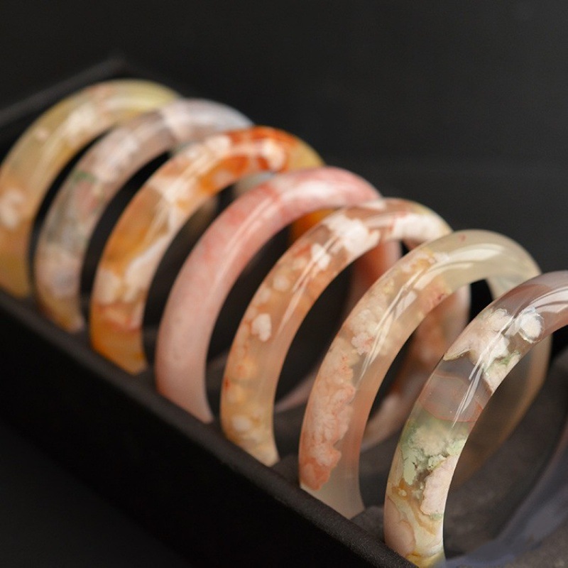 Flower Agate Bangle Women Heal - đánh giá và giá Gemstone Bracelet Healing