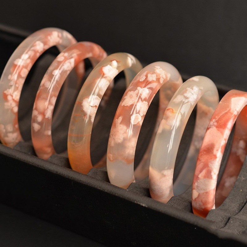 Flower Agate Bangle Women Heal - đánh giá và giá Gemstone Bracelet Healing