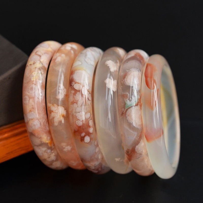Flower Agate Bangle Women Heal - đánh giá và giá Gemstone Bracelet Healing
