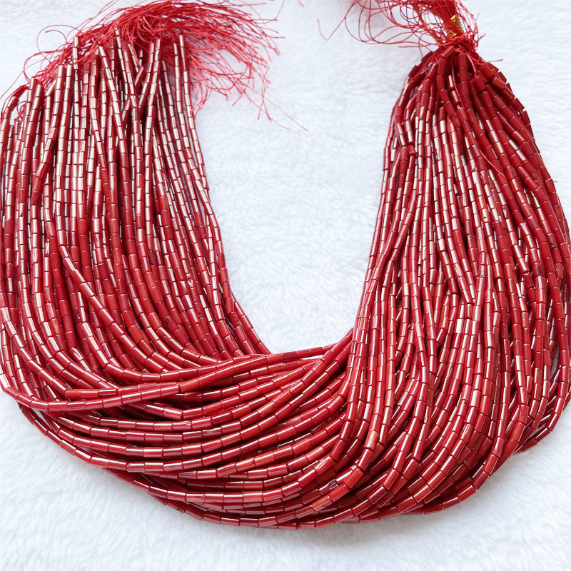 Rare 3*6MM Round Tube Red Cora - đánh giá và giá Gemstone Bracelet Healing