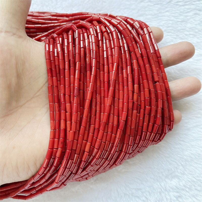 Rare 3*6MM Round Tube Red Cora - đánh giá và giá Gemstone Bracelet Healing
