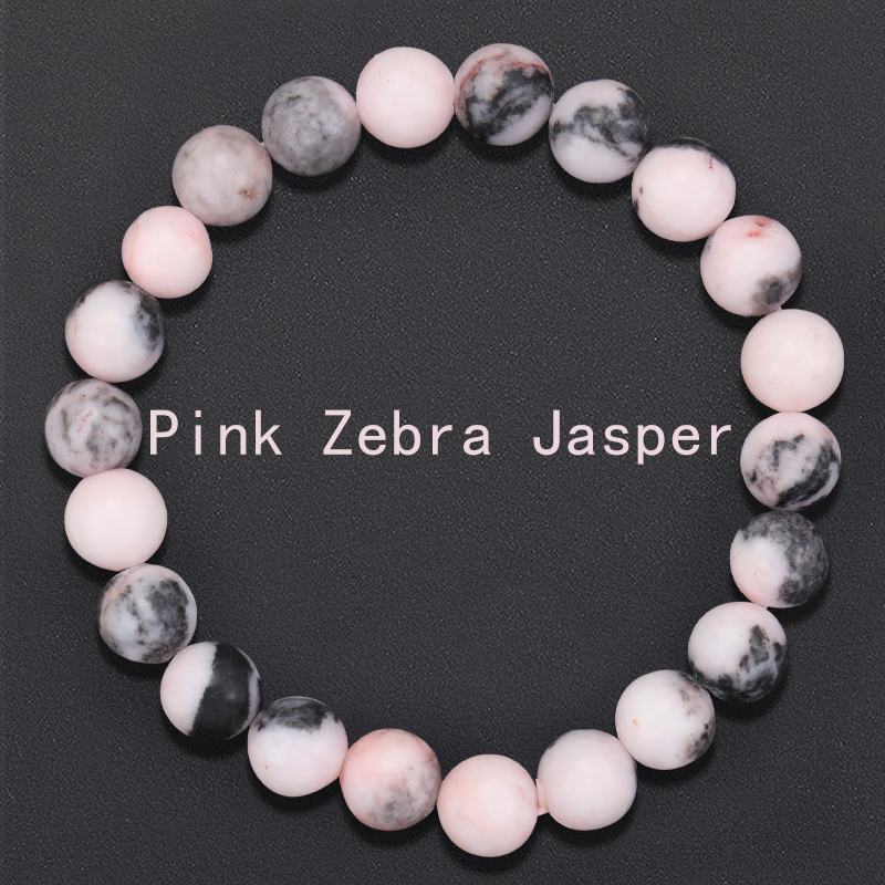 8mm Natural Stone Pink Zebra J - đánh giá và giá Gemstone Bracelet Healing