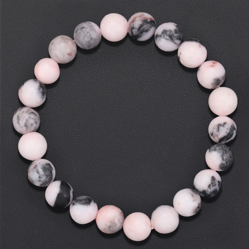 8mm Natural Stone Pink Zebra J - đánh giá và giá Gemstone Bracelet Healing