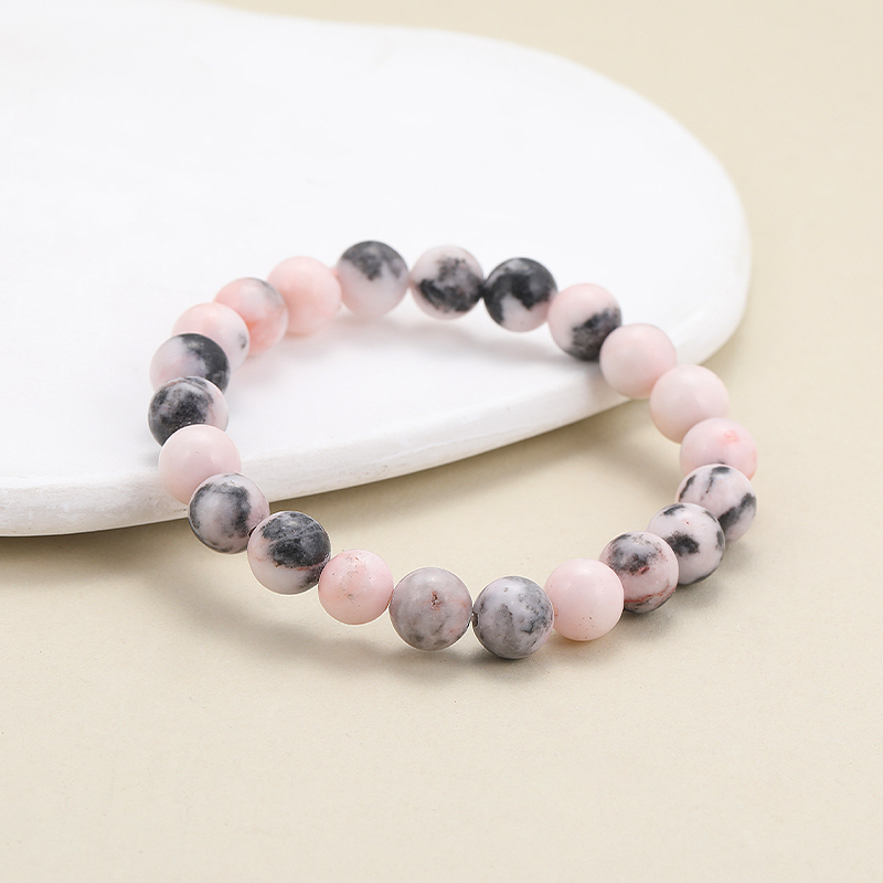 8mm Natural Stone Pink Zebra J - đánh giá và giá Gemstone Bracelet Healing