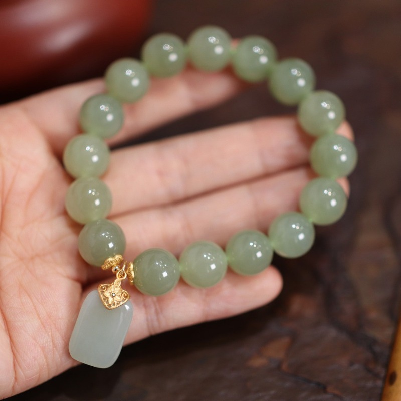 Natural Hotan Jade Bead flower - đánh giá và giá Gemstone Bracelet Healing