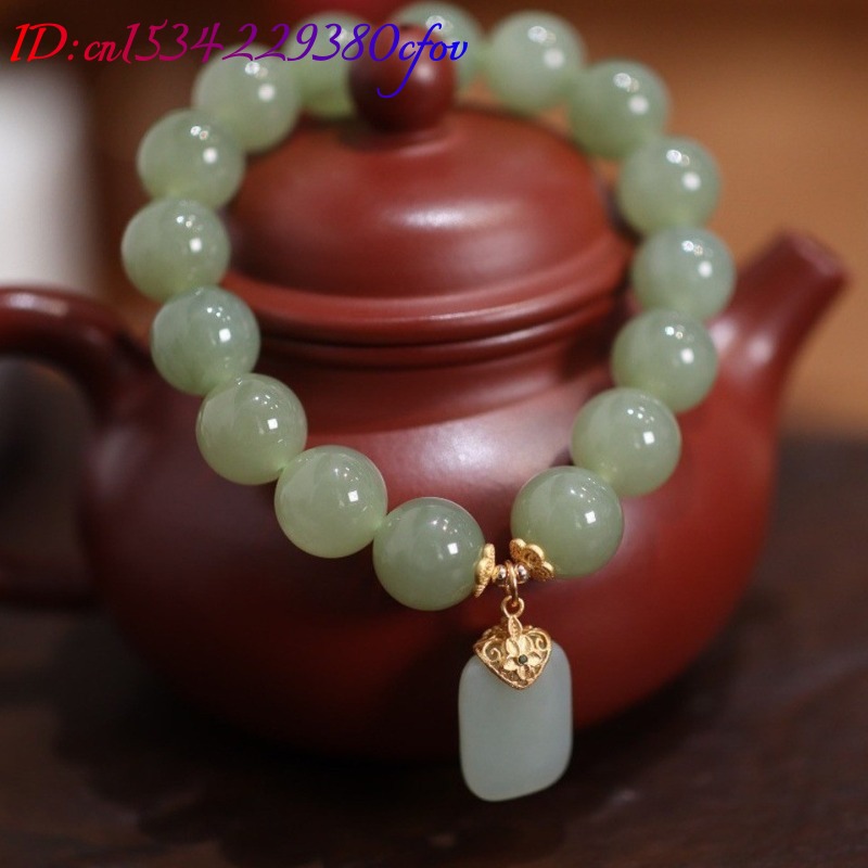Natural Hotan Jade Bead flower - đánh giá và giá Gemstone Bracelet Healing