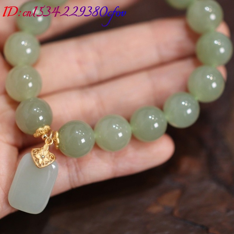 Natural Hotan Jade Bead flower - đánh giá và giá Gemstone Bracelet Healing