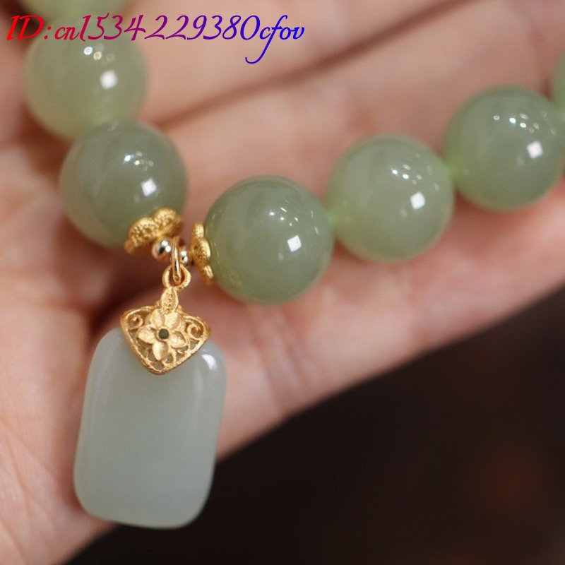 Natural Hotan Jade Bead flower - đánh giá và giá Gemstone Bracelet Healing